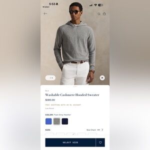 Ralph Lauren Gray Cashmere Crewneck Sweater - Crooked Stick Golf Club - Indy